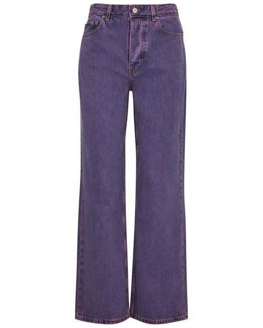 Ganni Purple Izey Overdyed Bleached Jeans