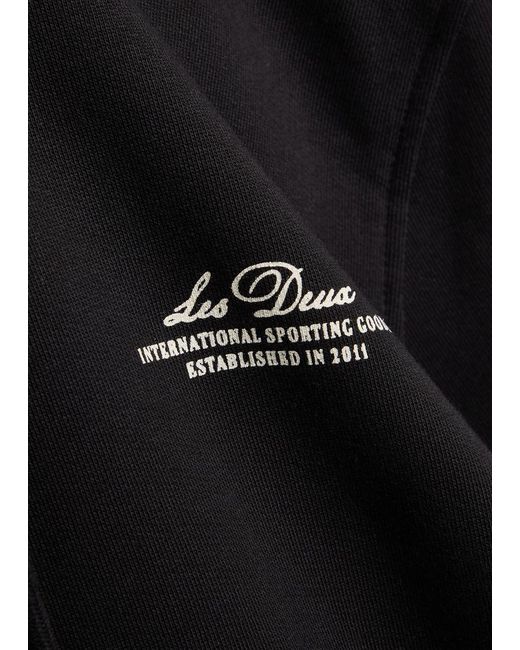 Les Deux Black Ben Globe Hooded Cotton Sweatshirt for men