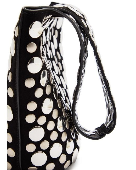 Khaite Black Livia Small Studded Suede Bucket Bag