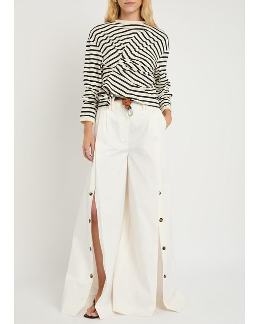 A.W.A.K.E. MODE White Split Cotton-Poplin Trousers
