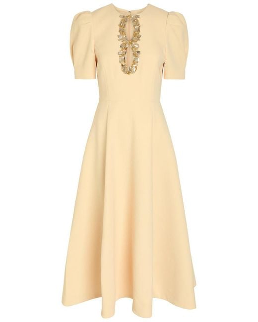 Rebecca Vallance Natural Alexandrite Crystal-Embellished Crepe Midi Dress