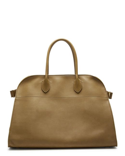 The Row Brown Margaux 15 Leather Top Handle Bag