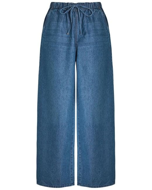 Mother Blue The Buffet Nerdy Drawstring Straight-Leg Jeans