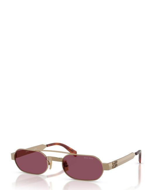 Miu Miu Pink Rectangle-Frame Sunglasses
