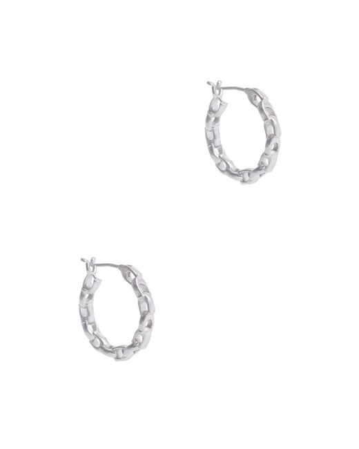 COACH White Signature Logo Chain Hoop Earrings