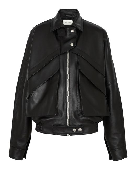 Magda Butrym Black Oversized Leather Jacket