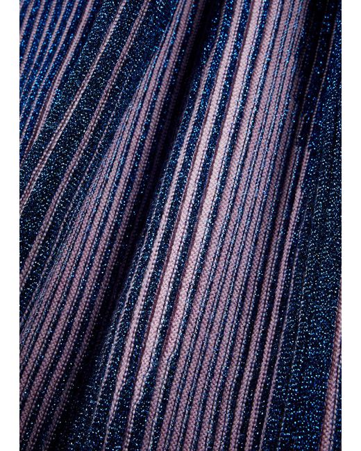 Jean Paul Gaultier Blue Trompe L'Oeil Ribbed Wool-Blend Midi Dress