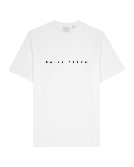 Daily Paper White Alias Logo-Embroidered Cotton T-Shirt for men