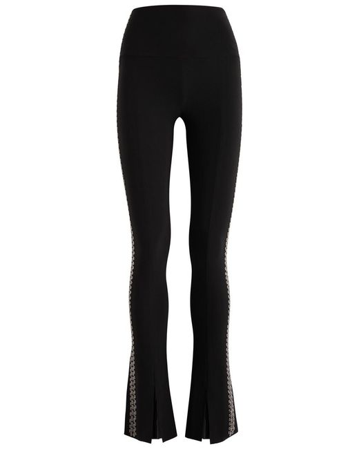 Norma Kamali Black Stud-Embellished Stretch-Jersey Leggings