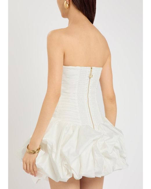 Aje. White Violette Bubble Gathered Cotton Mini Dress