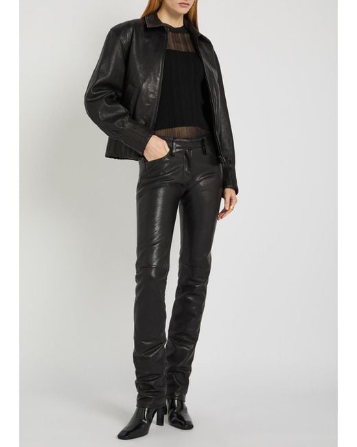 AARON ESH Black Slim-Leg Leather Trousers