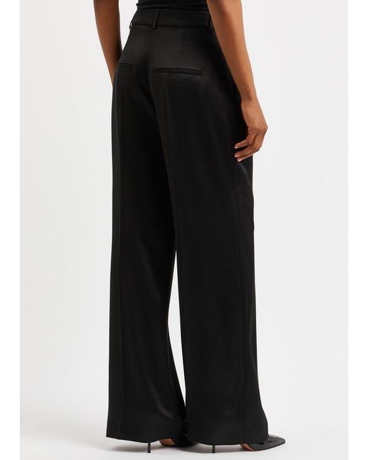 Nanushka Black Zoelle Wide-leg Satin Trousers