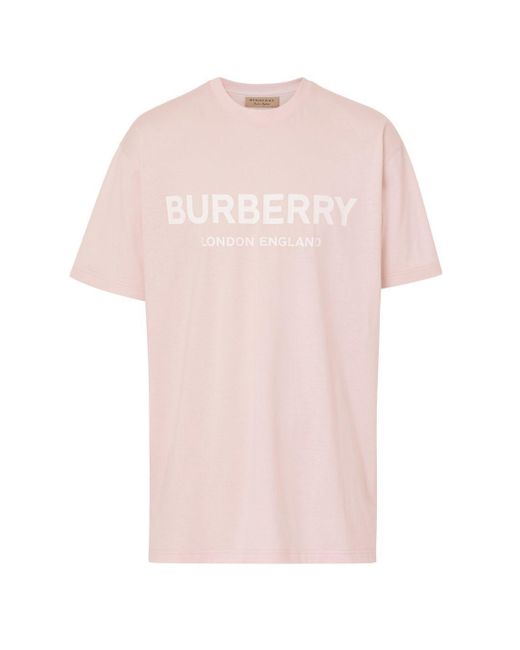 Burberry Pink Logo Print Cotton T-shirt for men