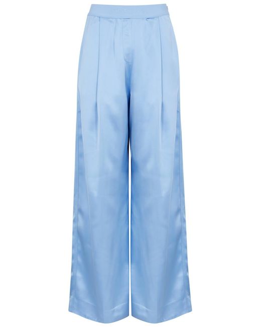 Stine Goya Blue Ciara Wide-leg Satin Trousers