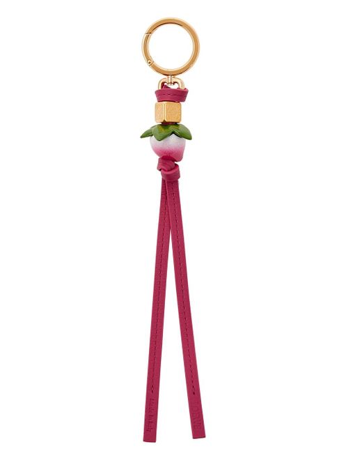 Loewe Peach Logo Leather Bag Charm in White Lyst