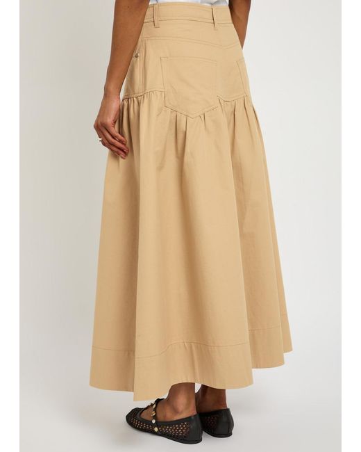 Ganni Natural Suiting Cotton-Blend Maxi Skirt