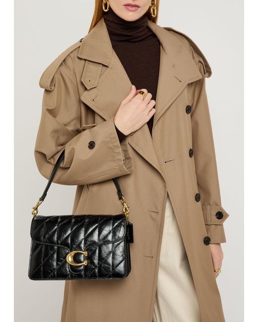 COACH Black Tabby Quilted Glazed Leather Shoulder Bag