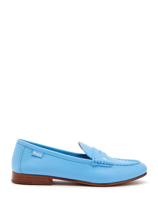 Polo Ralph Lauren Blue Logo Pebbled Leather Loafers