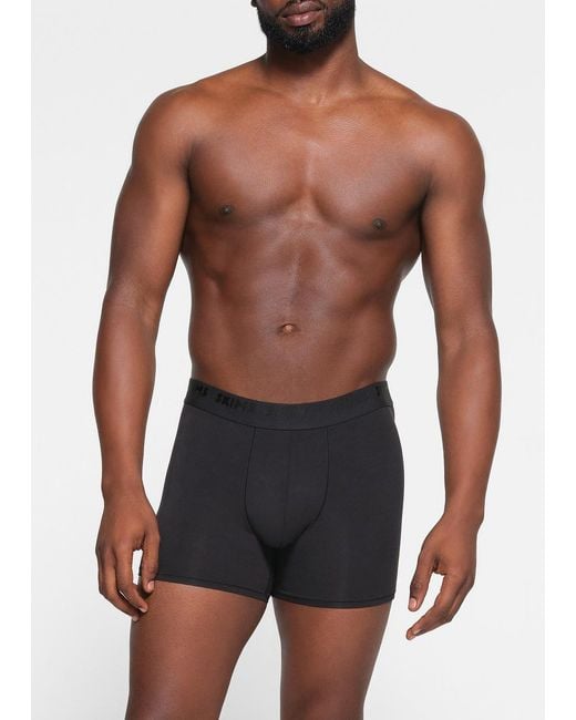 Skims Black Stretch-Cotton Boxer Briefs for men