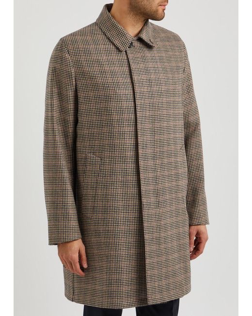 Paul Smith Brown Houndstooth Wool Coat for men