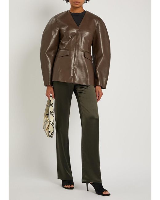 Nanushka Brown Erina Darted Faux Leather Jacket