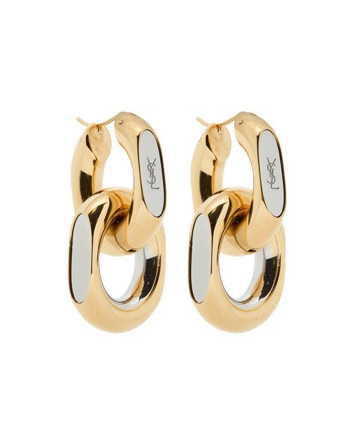 Saint Laurent Metallic Bo Maillons Linked Drop Earrings