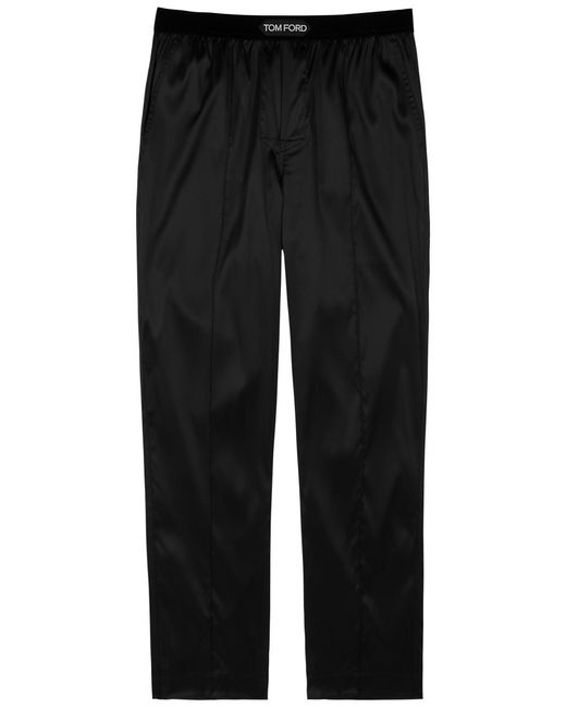 Tom Ford Black Stretch Silk Satin Pyjama Trousers In for men