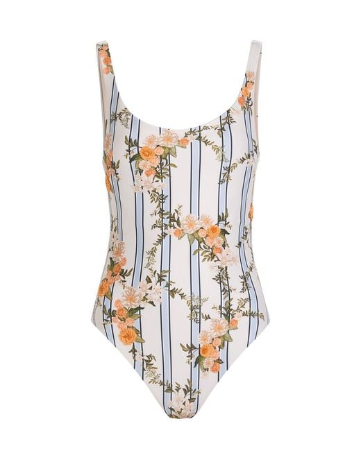 Agua Bendita White Gema Floral-Print Swimsuit