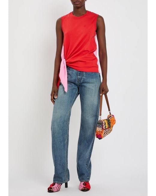 J.W. Anderson Red Colour-Blocked Cotton Tank Top