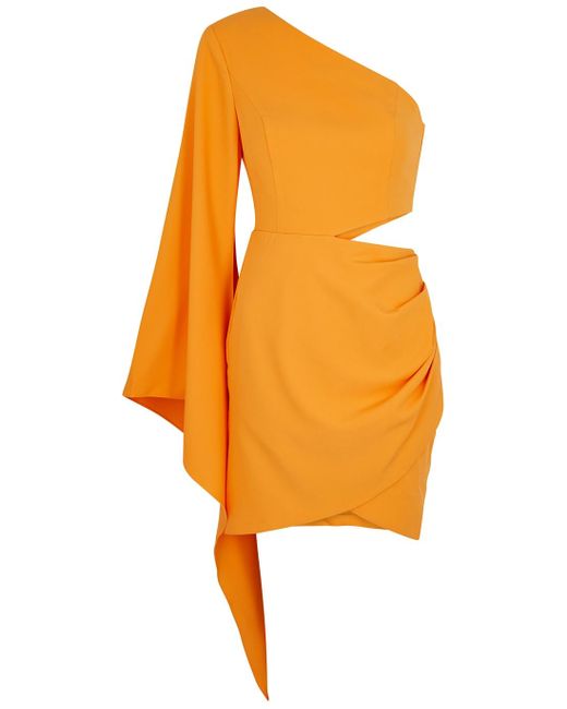 Lavish Alice Draped One-shoulder Mini Dress in Orange | Lyst UK