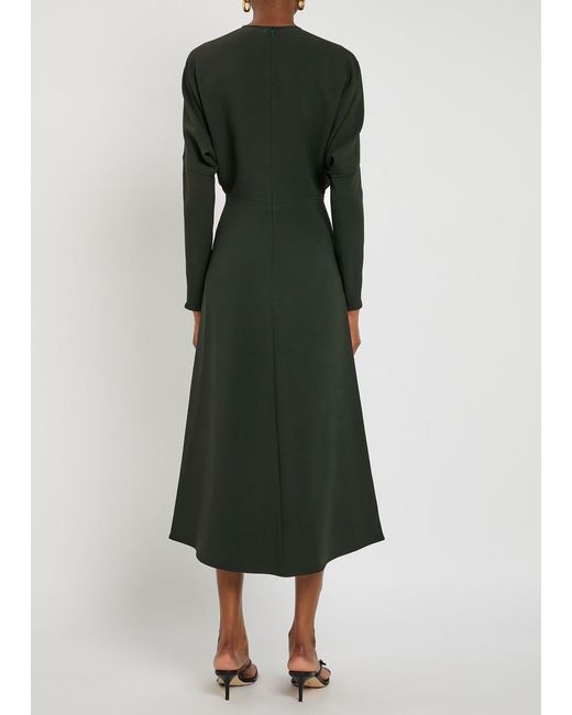 Victoria Beckham Black Draped Crepe Midi Dress
