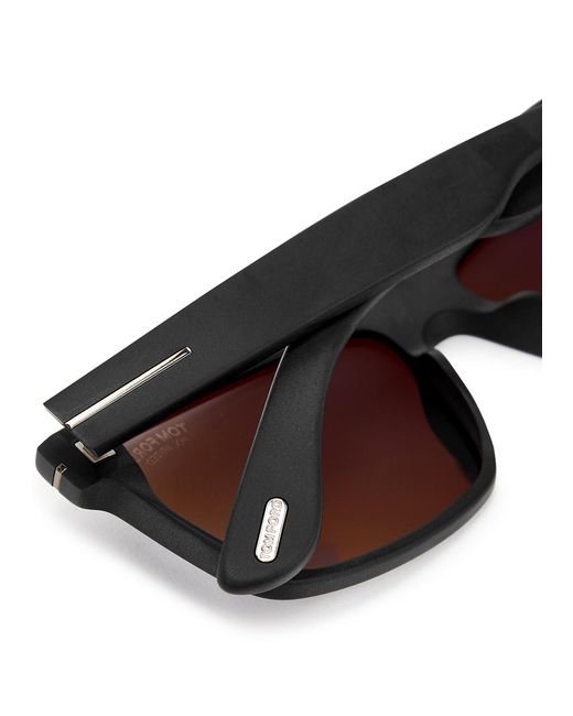 Tom Ford Black Square D-frame Sunglasses Philippe, , Matte, Polarised Lenses, Signature T Insert At Temples, 100% Uv Protection for men