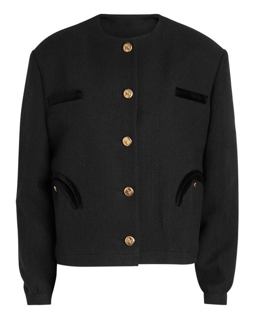 Blazé Milano Black Shamo Bolero Velvet-Trimmed Tweed Jacket