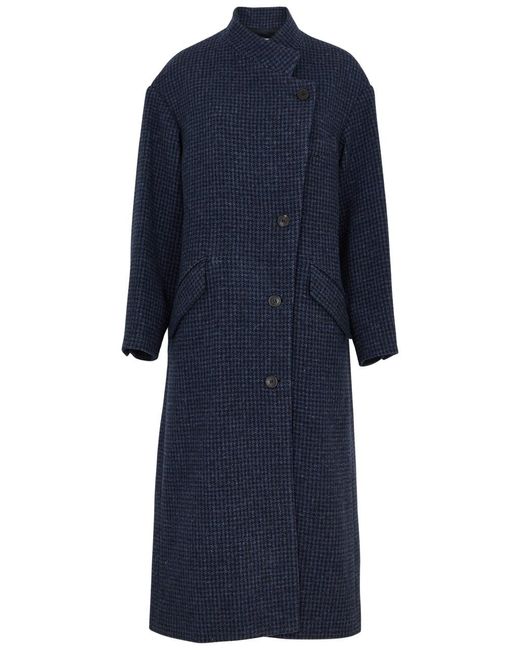 Isabel Marant Blue Sabine Checked Wool Coat