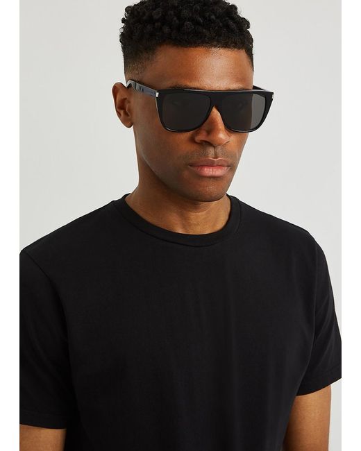 Saint Laurent Black D-Frame Sunglasses, Sunglasses, Charcoal Lenses for men