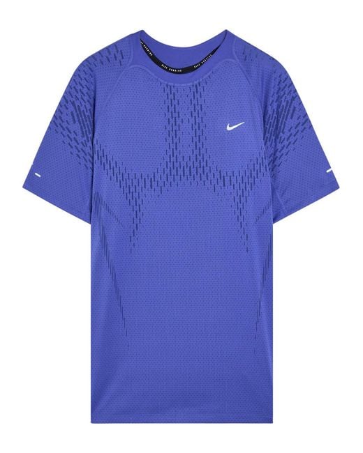 Nike Blue Dri-Fit Adv Perforated Jersey Running T-Shirt for men