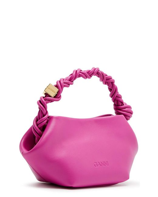 Ganni Pink Bou Mini Leather Top Handle Bag