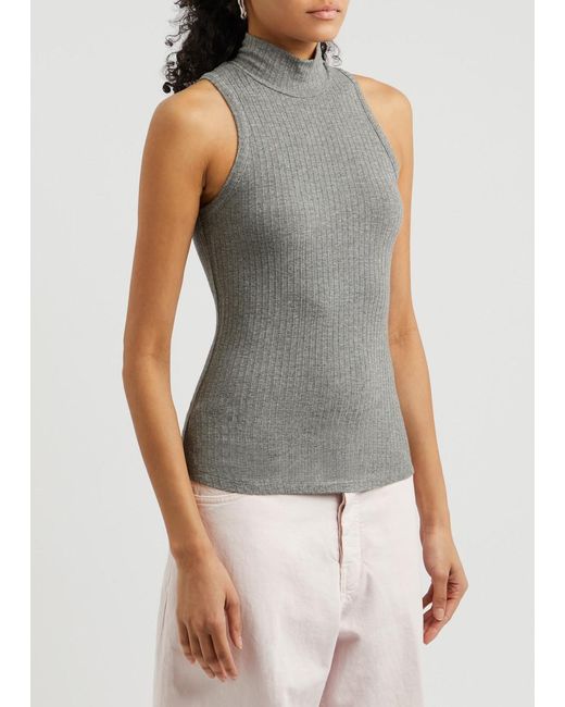 Citizens of Humanity Gray Alice Ribbed Stretch-Jersey Tank