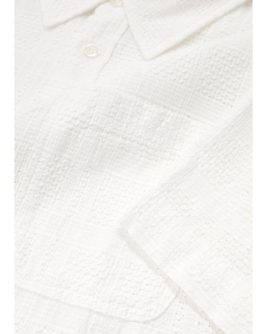 Les Deux White Charlie Broderie Anglaise Cotton Shirt for men