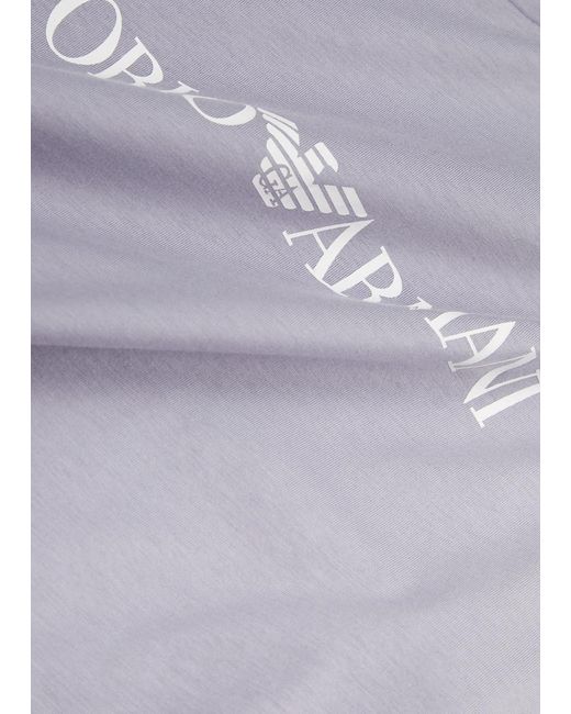 Emporio Armani Purple Logo-print Cotton T-shirt for men