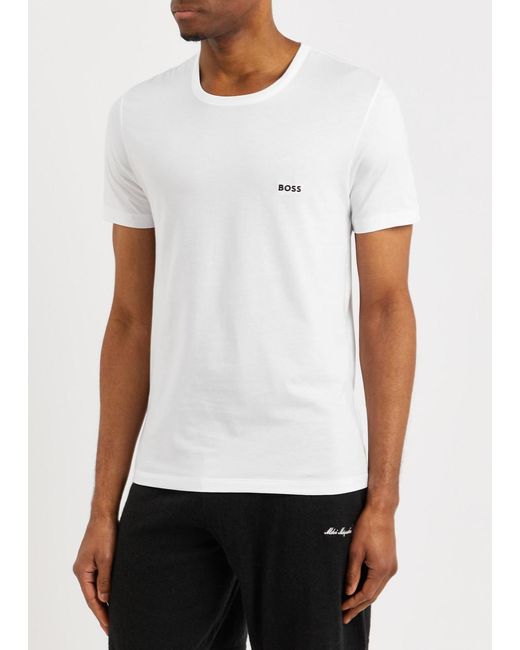 Boss Black Logo-Embroidered Cotton T-Shirt for men