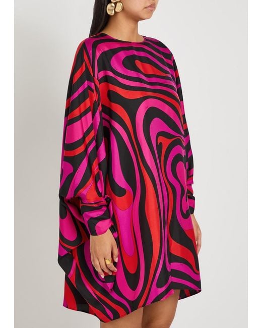 Emilio Pucci Red Printed Silk-Twill Mini Kaftan