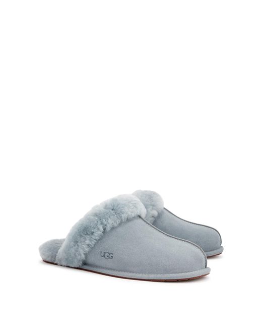 Ugg Blue Scuffette Ii Shearling Trimmed Suede Slippers, Slippers, Rubber Outsole