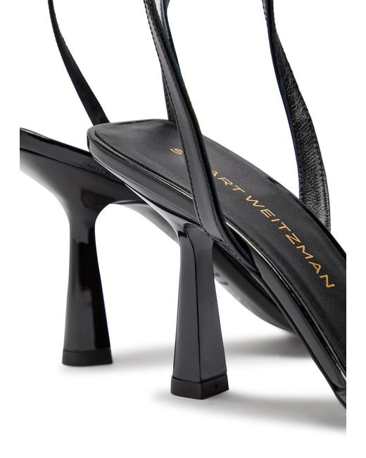 Stuart Weitzman Black Val 85 Patent Leather Sandals