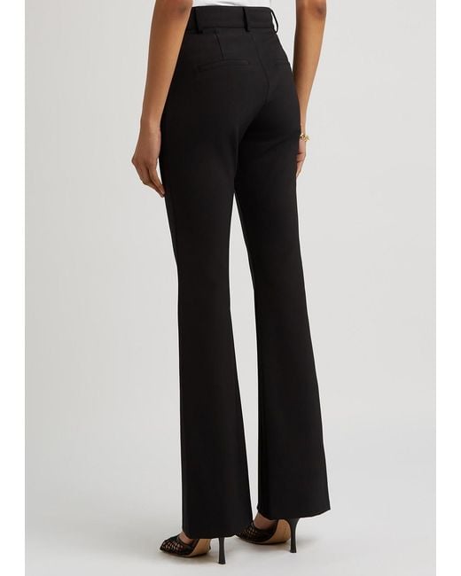 Veronica Beard Black Hibiscus Flared-leg Trousers
