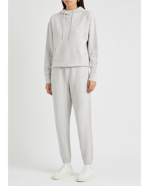 Vince White Mélange Hooded Stretch-Cotton Sweatshirt