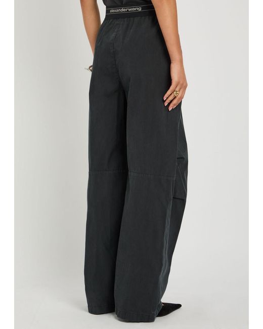 Alexander Wang Blue Logo Gathered Wide-Leg Trousers