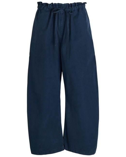 Polo Ralph Lauren Blue Drawstring Barrel-Leg Cotton-Poplin Trousers