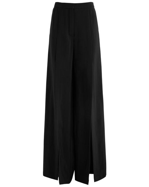 Mugler Black Split Wide-Leg Twill Trousers