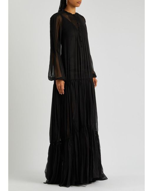 Saint Laurent Black Silk-tulle Gown